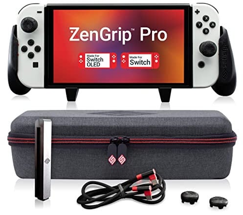 Satisfye - Accessories Bundle Compatible with the Nintendo Switch - Elite Bundle, The Switch Grip Case includes: Switch Grip, Switch Case and a Low Profile USB C charging cable. BONUS: 4 Thumbsticks