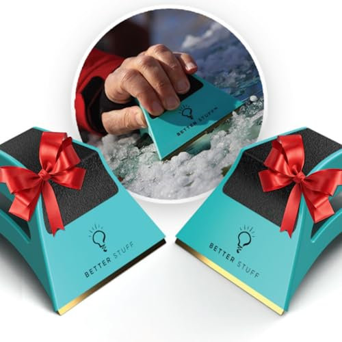 Grattoir à Glace en Laiton,Robuste,Compact,Puissant,Design Ergonomique,Technologie brevetée de Changement de Forme,Détruit la Glace,Écaille et élimine Le même Mouvement,Rien comme il est (Lot de 2)