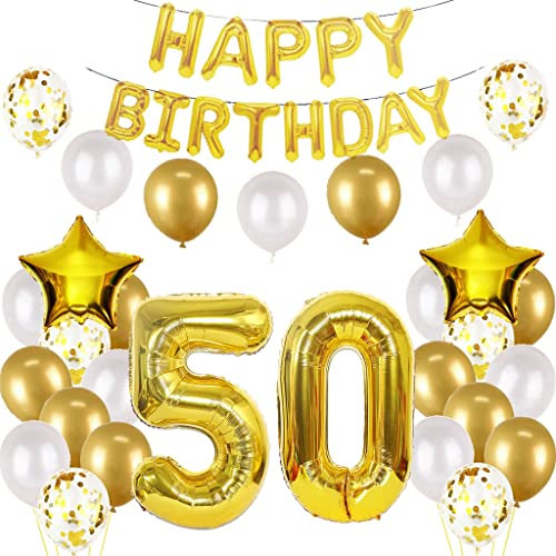 Luftballon 50. Geburtstag deko mann gold Folienballon 50 jahre Geburtstag dekoration gold Happy Birthday 50th deko 50 Geburtstag deko männer Geburtstagsdeko 50 Jahre Geburtstag Deko mann frau (50)