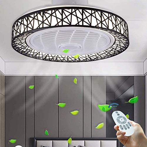 LED Deckenventilator Mit Beleuchtung Und Fernbedienung Fan Deckenleuchte Dimmbar Lüfter Licht 46W Runde Leise Unsichtbare Ventilator Deckenlampe Kinderzimmer Schlafzimmer Kronleuchter,Schwarz