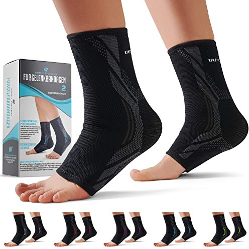 KINETIC EVOLUTION elastische Fußbandage für Damen und Herren. Ideal für Sportarten wie Tennis und Laufen. Verstellbar, bequem und strapazierfähig, links und rechts verwendbar. (L, Schwarz)