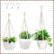 OurWarm Makramee Blumenampel 3er Set, Boho Deko Baumwollseil Hängeampel Blumentopf Pflanzen Halter Aufhänger mit 3 Haken für Innen Außen Decken Garten Balkone Wanddekoration