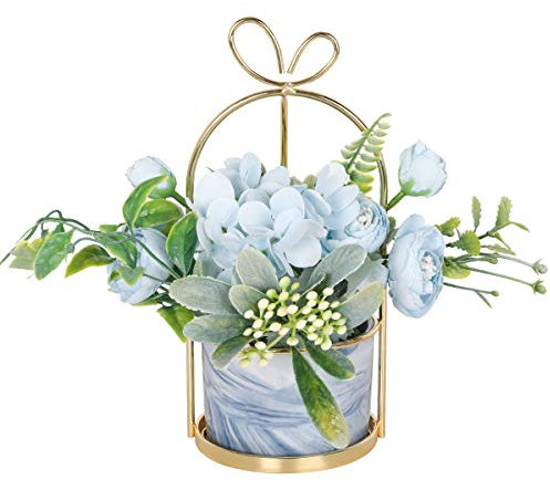 Hobyhoon Künstliche Blumen im Topf, Unechte Deko kunstblumen wie echt Gefälschte Hortensien seidenblumen für Hochzeitsdeko, Tischdeko, Wohnzimmer, Schlafzimmer, Zimmer Deko