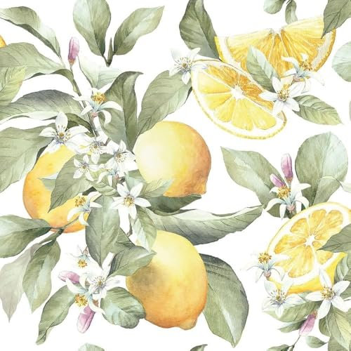 Servietten ZITRONEN-BAUM Motiv-Servietten Zitronen - Limetten in gelb & grün mediterrane Tisch-Deko Natural Living Tisch-Dekoration Servietten Frühling & Sommer (60, Zitronenbaum)