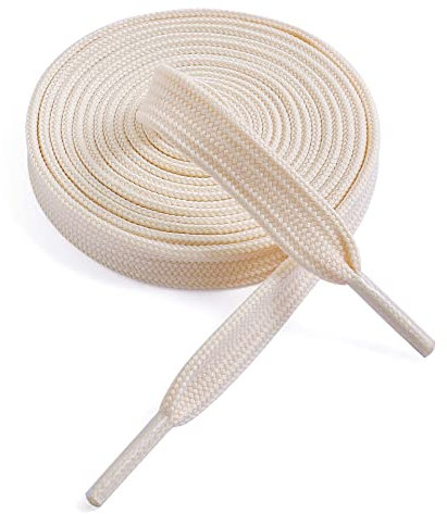 VSUDO 28 Inches Beige Fine Weave Flat Shoe Lace for Sneaker, 5/16” Width Flat Sneaker Shoestring, Flat Sneaker Shoelace, Flat Shoe String for Running Athletic Shoes (1 Pair-Beige-70CM)