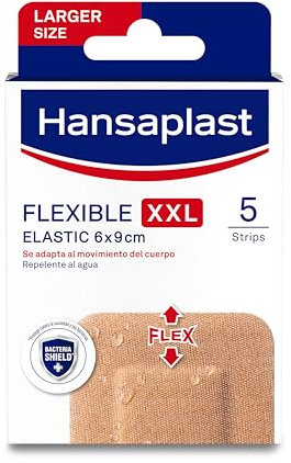 Hansaplast Cerotti FLEXIBLE XXL, Cerotti medicazione che si adattano ai movimenti, Cerotti flessibili per le articolazioni, 1 Confezione da 5 cerotti grandi 6 x 9 cm