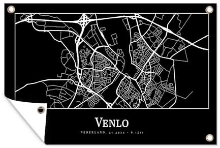 MuchoWow Outdoor-Poster Poster Wanddeko draußen Deko Garten Gartenposter 90x60 cm Venlo - Stadtplan - Karte