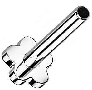 Paula & Fritz® Push-In ERSATZ Labret Stud Stab Silber Titan-IUM Grade 23 1,2-mm x 6-mm Gewindelos Kombinierbar Threadless Blüten-Sockel Madonna Medusa
