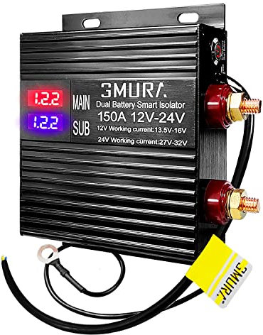 150 Amp Dual Battery Isolator Kit, Dual Battery Smart Isolator Universal 12v/24v Voltage Sensitive Relay for Car RV ATV UTV Camper Truck Boat Off-Road Vehicles Heavy Duty Power Switch Charge Relay