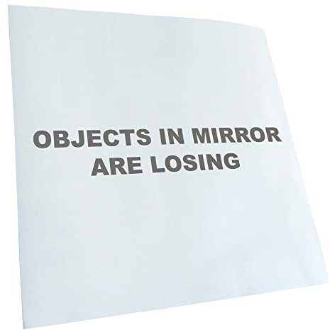Kiwistar - Autoaufkleber - Grau - 12x2cm objects in mirror are losing - Heckscheibe Auto Aufkleber wetterfest für Kfz LKW Mofa Truck - Sticker außen selbstklebend Tuning Zubehör für Fenster Fahrzeug