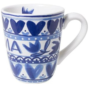 Personalisierte Tasse zum Muttertag – Delfter Blau – Geschenk für Mama – 350ml – Handgefertigt