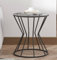 Hallowood Furniture Bourton Black Round Side Table with Tinted Glass Top, Power Coated Metal Coffee Table, Glass Side Tables For Living Room, Bedroom, Cafe or Office Use