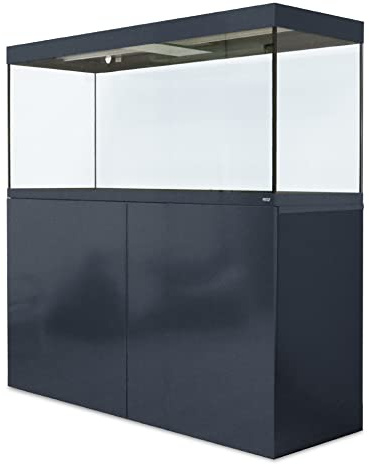 Amtra Alux 220 Led Grey Combi Profi-Aquarium aus Glas mit Deckel und Holzmobil, für Süß- und Salzwasserfische, professionelles Set, Weiß