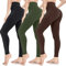 ACTINPUT Black Leggings for Women Soft High Waisted Tummy Control Leggings Sports Workout Gym Running Yoga Pants (3pcs Black+Green+Coffee,S-M)