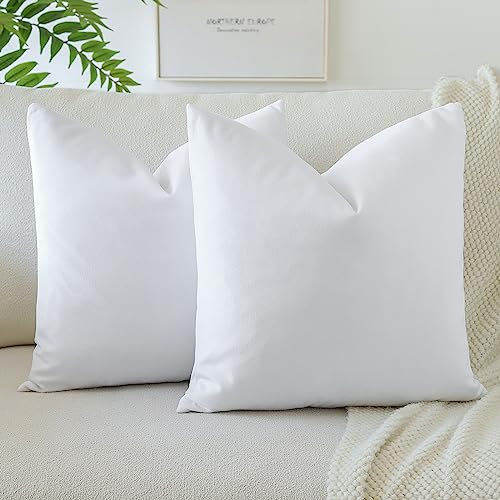 JOTOM Samt Kissenbezug Kissenhülle Sofakissen Dekokissen Kissenbezüge für Sofa Wohnzimmer Schlafzimmer 2er Set 50x50 cm Reines Weiß