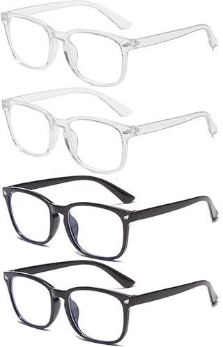 Eyglajdd Lesebrille für Herren Damen,Lesebrillen Lesehilfe Große Brille 4er-Pack Schwarz Transparent +3,5