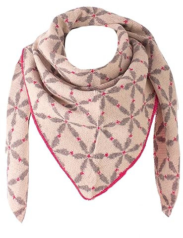 FASHION YOU WANT XXL Schal flauschig schal-tuch damen dicker dreieckstuch groß Wolle BLUME Farben kuschelig (grau/fuchsia)