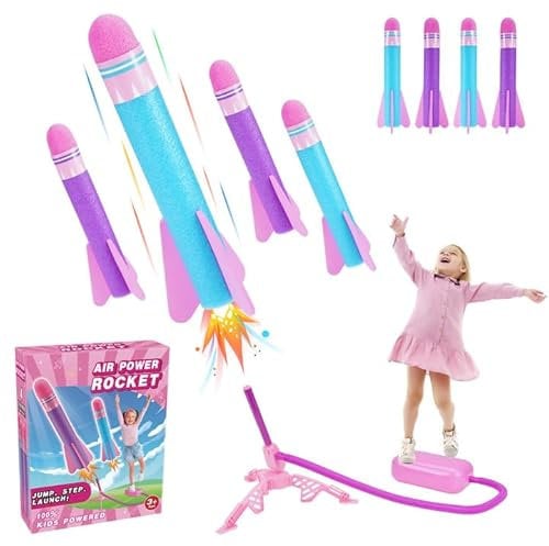 HappyGoLucky Raketen Spielzeug für Kinder, Outdoor Spielzeug Mädchen 3 4 5 6-8 Jahre Spielzeug Geschenk Mädchen 3 4 5 6 7 8 9-13 Jahre Kinder Spielzeug Outdoor Spiele für Kinder