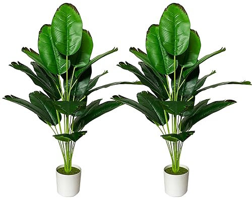 AIVORIUY Künstliche Pflanze im Topf Seidenblumen Grün Kunstpflanzen Groß Fake Seidenpflanze Zimmerpflanze Kunststoff Pflanze Büropflanze Deko Wohnzimmer Balkon Garten (80cm Roter Paradiesvogel)