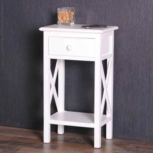 LEBENSwohnART Landhaus Beistelltisch Puro Weiss H67cm Telefontisch Blumensäule