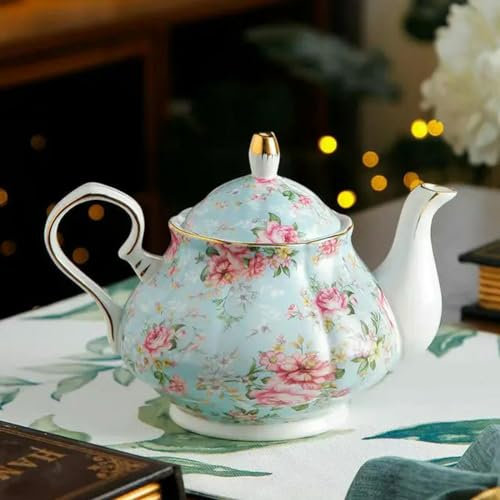 SOREZE Théière européenne en Porcelaine de 400ML, Service à thé Anglais de l'après-midi, théière en Porcelaine, cafetière résistante à la Chaleur