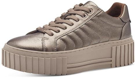 s.Oliver Damen Plateau Sneaker mit Schnürsenkeln Vegan, Metallisch (Bronce Metall.), 40 EU