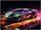 Generic - Auto Poster Lamborghini Aventador Neon Sportwagen Kunstdruck Illustration Wandbild P485N (40x30 cm) für Badezimmer