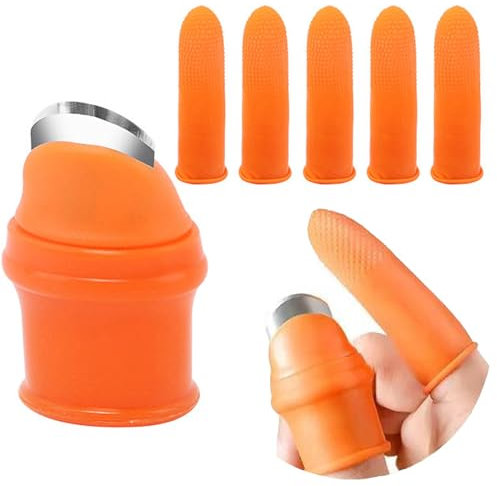 Qinsky Thumb Silikon Daumenmesser,Garten Silikon Finger Messe Daumenmesser mit Anti-Cut Fingerabdeckung Daumenmesser Obstpflücker Erntewerkzeug für Garten GemüSe Obst Ernte(Weiblich)