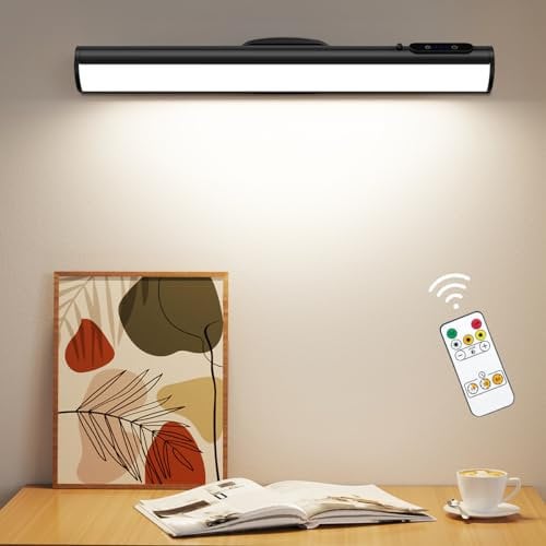Hapfish Lampara LED Armario Sin Cable 4000mAh, Luz LED Adhesiva USB Recargable Magnetica Inalambrica, Luces Escritorio Bateria con Mando, Barra Flexo Pilas para Pared Espejo Cocina Baño Interior