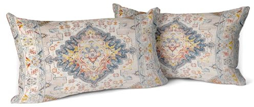 Snylcce Boho Floral Wurf Kissenbezug 30x50 cm Set von 2 Böhmische Vintage Blumen Kissenbezüge Samt Doppelseitiger Druck Dekorative Kissenbezüge für Wohnzimmer Schlafzimmer Sofa Home Decor (Latte)