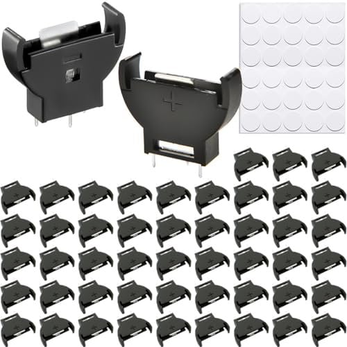 EatPitaya 50Pcs Battery Holder Coin Cell Button Socket Holder Case, Vertical Coin Cell Button Battery Case with 3 Pin Dip Type Black CR2025 CR2016 CR2025 CR2016 (Black)