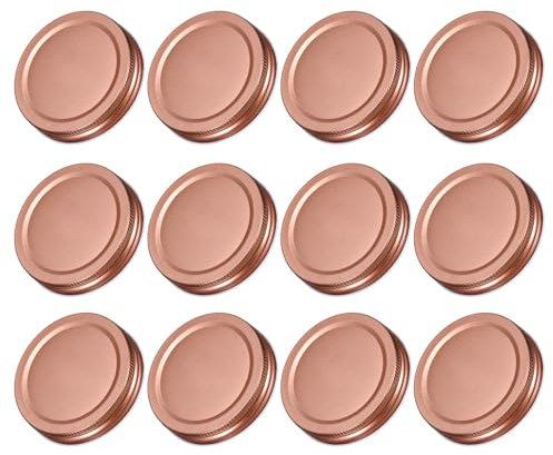 sourcing map 42 Pcs Mason Jar Lids, 70mm/2.76 Regular Mouth Tin Plate Caps Leak Proof for Canning Jars Kitchen Storage, (Rose Gold)
