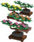 LONESTAR Bricks Bonsai Klemmbausteine Set, 4X Bonsai Bäume mit Topf in Weiß Gelb Rosa Orange, City Mini Pflanzen Deko-Set, kompatibel, DIY, für Modellbau & Tischdeko
