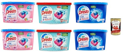 Italian Gourmet Testpaket detersivo capsule 6 x 18 Waschen Color-Mix | Per capi colorati e igiene quotidiana; vordosiert, praktisch und schonend zur Wäsche, + Kostenlos Polpa 400g
