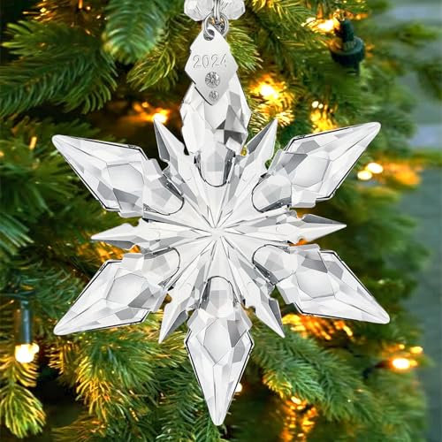 2024 Annual Edition Ornament, Nashar Limited Edition Kristall Schneeflocke Anhänger für geliebte Menschen (klar)