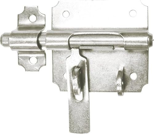 Verrou de box avec porte cadenas Torbel - Zingué blanc - Diamètre pêne 12 mm
