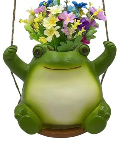 Frosch-Pflanzgefäß | Kleintier-Pflanzgefäß | Hängender Schaukel-Frosch-Pflanzgefäß aus Kunstharz, Pflanzgefäß für Sukkulenten, Pflanzen