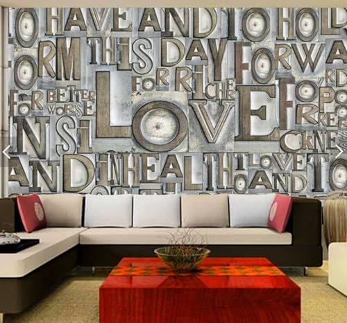 3D Englische Wörter Fototapete Schlafzimmer 3D Retro-Muster Tapete Wandbild Wohnzimmer Hintergrund Selbstklebende Wandverkleidung Markt Wallpap 400x280cm