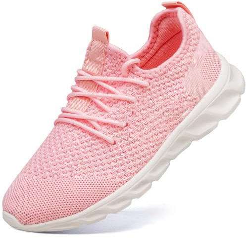 Damyuan Damen Schuhe Sneaker Sportschuhe Slip on Laufschuhe Turnschuhe Leicht Tennisschuhe Atmungsaktiv Wanderschuhe rosa 38