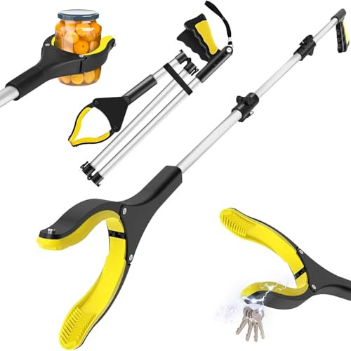 Pince Ramasse Objet, 110cm Pince Ramasse Dechets, Pince de Préhension pour Personnes Agées, Outils de Ramassage, Pliable Rotative 360°Pince Ramasse Dechets, Pince Ramasse Dechets Télescopiques