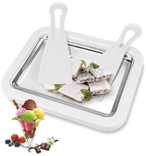 Casenly Heladera Instantánea, Helado Roller Maker Pan con 2 espátulas, Máquina para Hacer Helados Máquina de Yogur Helado, Juego de bricolaje de rollos de hielo para Gelato/Sorbete/Yogur