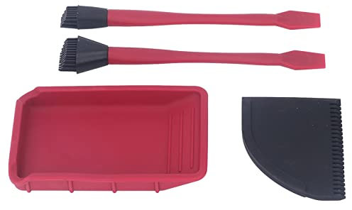 Silicone Glue Applicator Kit, Wood Glue Up 4 Piece Kit with 2 Brush 1 Comb and 1 Tray for Woodworking Crafts, Arts and Hobby