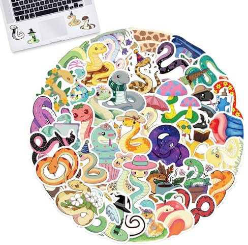 Wasserflaschen-Aufkleber, Schlangen-Cup-Aufkleber, Vista-Druck, wasserdicht, Schlangen-Laptop-Aufkleber, 50 x kreativer Koffer-Aufkleber, tragbarer dekorativer Aufkleber für Notebook