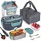 Electric Lunch Box 1.5L, Upgraded 60W Heated Lunch Boxes for Adults, 12V/24V for Car & 110V/240V for Home Food Warmer Lunch Box With Carry Bag Fork Spoon, Leak-Proof, Perfect for Car/Truck/Office