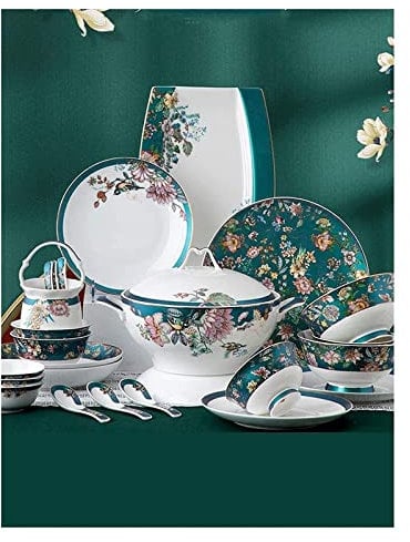 Dinnerware Set Luxury Family Dinner Service Set, 70pcs Bone China Dinnerware Set, Palace Style Enamel Color Ceramic Tableware Set, Service for 10 People,
