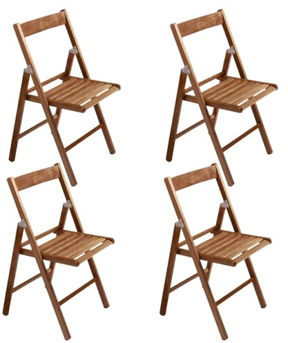 PALUPLUS 4 Sedie Pieghevoli in Legno di Faggio di colore Noce, Misura 42x40x78 cm, Sedia Salvaspazio Richiudibile, Struttura Resistente, Comoda Seduta, per Esterno ed Interno - 0702C
