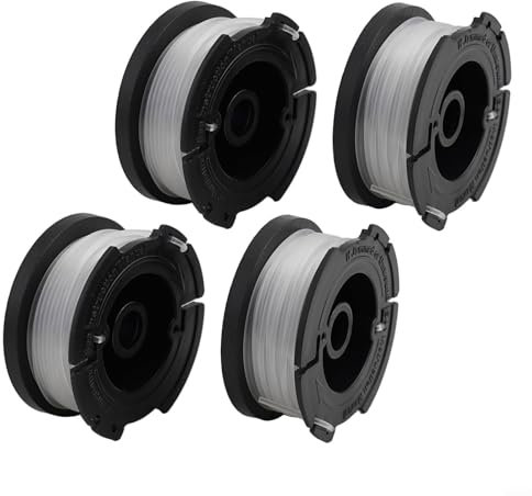 Lot de 4 bobines de fil de rechange avec ressort pour débroussailleuses Black and Decker compatibles avec les modèles de la série GL