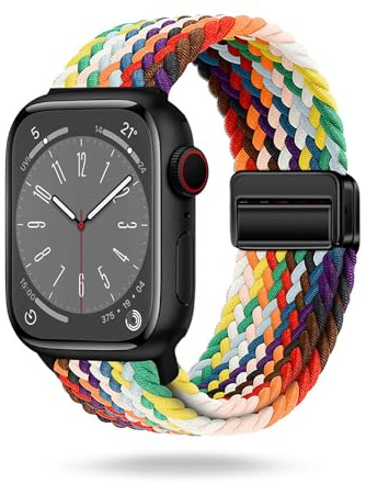 ONEFLOW Casual Loop Kompatibel mit Apple Watch 4 (44mm) Geflochtenes Armband Elastisch, Textil iWatch Armbänder Damen Herren, Sport Nylon Stoff Band Verschluss Magnetisch, Bunt