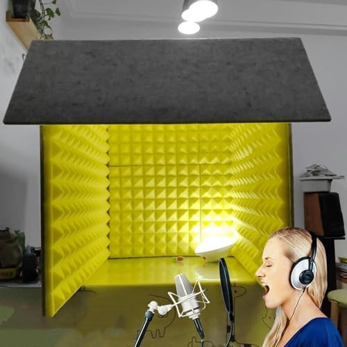 BOOZXCV Sound Proof Box Desktop Soundproof Cover, Portable Sound Recording Shield Box, Portable Vocal Booth for Recording, Microphone Shield,