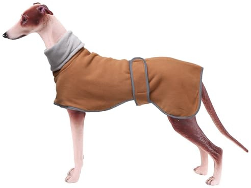 Geyecete Fleece Hundemantel Pullover für Windhunde,Whippet Winterjacken Rollkragen Warmes Verstellbaren Winterpullover für Hunde, Kleidung Speziell für Greyhounds Lurcher und Whippets-Braun-XXXL